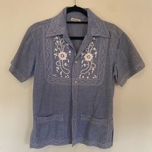 Vintage denim embroidered button down.
